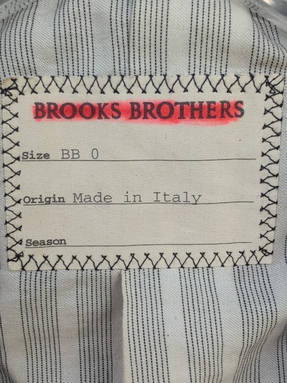 Brooks Brothers Thome Brown Jacket BB 0 Blue Pinstriped Wool Black Fleece Italy
